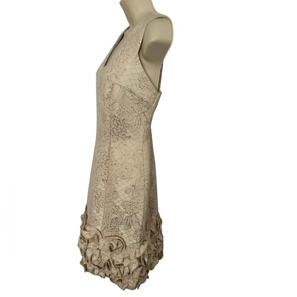 Donna Ricco Cream Gold Textured Mini Dress - Picture 11 of 12